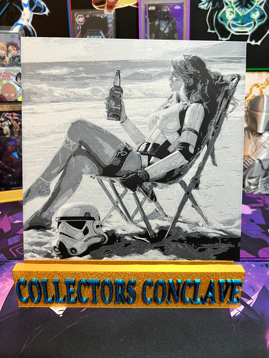 Female Storm Trooper on beach Art board Fan Art